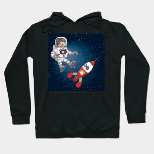 Space explorer illustration “The astronaut and his spaceship” Hoodie